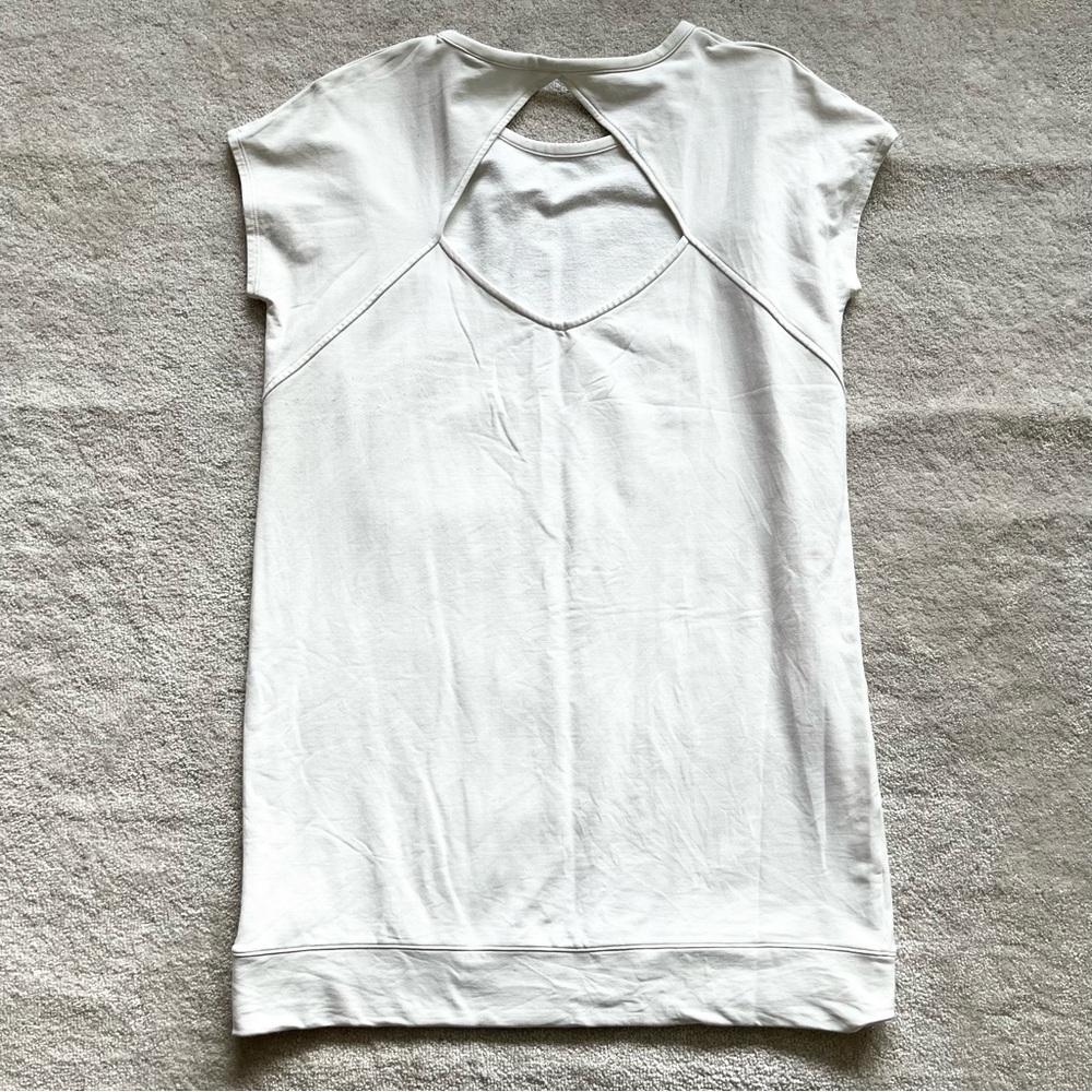 ATHLETA Soft White Short Sleeve Cocoon Comfy Shirt Dress Size XL Athleisure - Picture 3 of 12